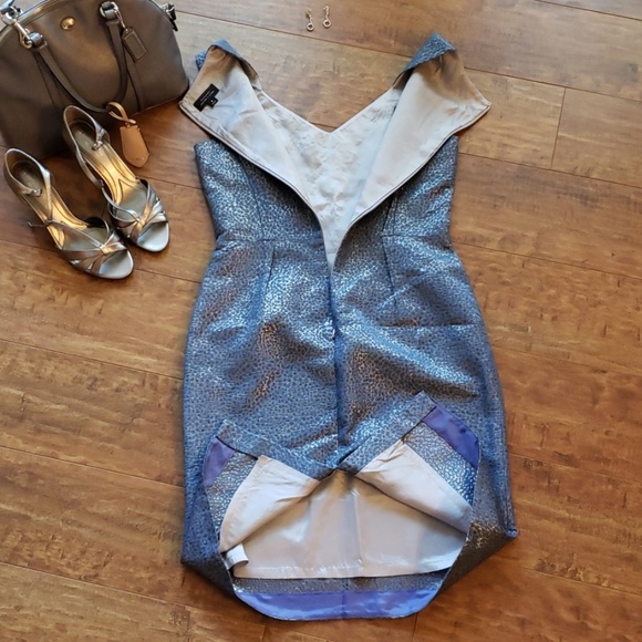 Tahari silver and blue sheath dress - Picture 6 of 8